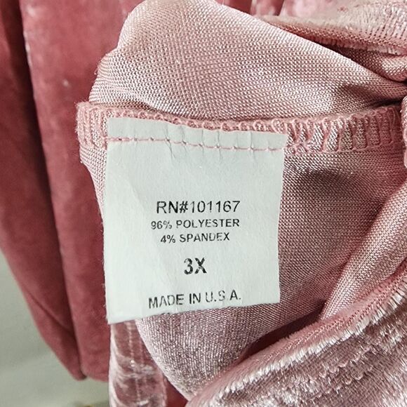 Cha Cha Vente Y2K Style Crushed Pink Velvet Bell Sleeve Blouse Size 2X - Picture 3 of 6